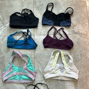 lululemon athletica Strappy Sports Bra Trio in Teal, Plum & White